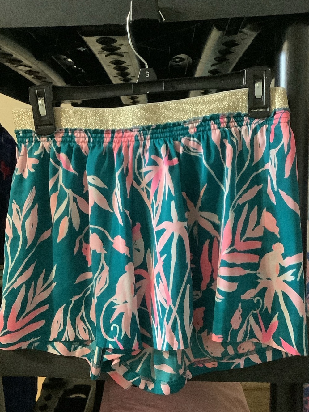 Lilly Pulitzer Teal and Pink Tropical Athletic Shorts